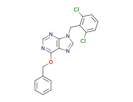 Molecular Structure of 125486-39-7 (9H-Purine, 9-[(2,6-dichlorophenyl)methyl]-6-(phenylmethoxy)-)