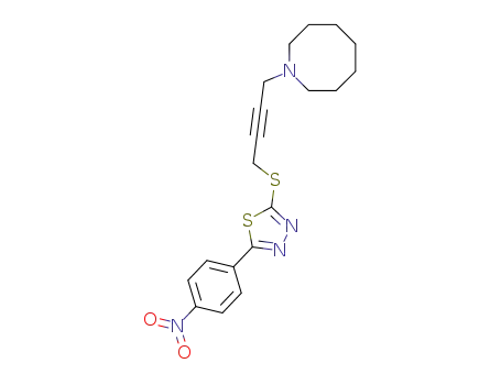 Molecular Structure of 84459-72-3 (1-{4-[5-(4-Nitro-phenyl)-[1,3,4]thiadiazol-2-ylsulfanyl]-but-2-ynyl}-azocane)
