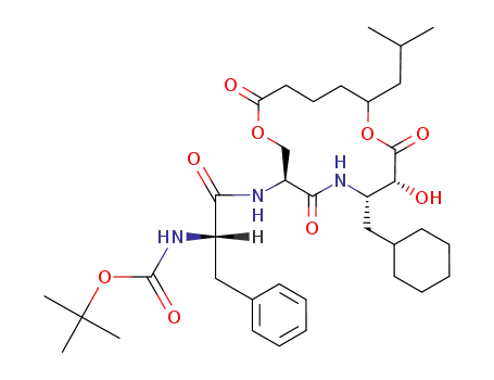 (9S,12S,13R)-12-(cyclohexylmethyl)-9-<N-<(1,1-dimethylethoxy)carbonyl>-L-phenylalanyl>-13-hydroxy-2-(2-methylpropyl)-6,10,14-trioxo-1,7-dioxa-11-azacyclotetradecane