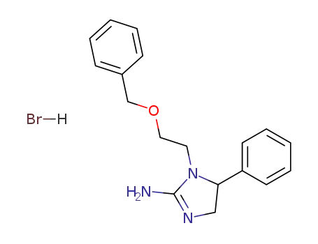 Molecular Structure of 89145-81-3 (1H-Imidazol-2-amine, 4,5-dihydro-5-phenyl-1-[2-(phenylmethoxy)ethyl]-,
monohydrobromide)