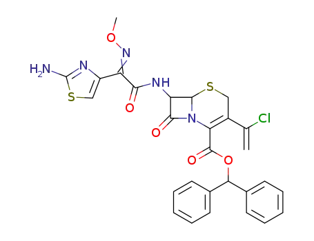 Molecular Structure of 133378-61-7 (7-<<(2-Amino4-thiazolyl)(methoxyimino)acetyl>amino>-3-(1-chlorethenyl)-3-cephem-4-carbonsaeure-benzhydrylester)