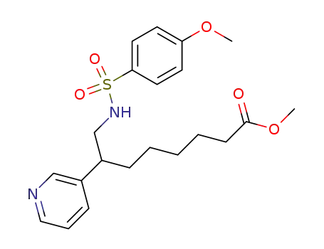 Molecular Structure of 1025940-71-9 (8-(4-Methoxy-benzenesulfonylamino)-7-pyridin-3-yl-octanoic acid methyl ester)