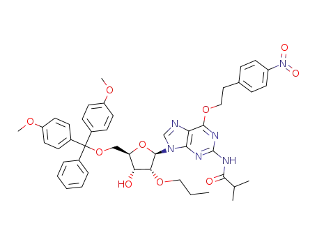 N-{9-{(2R,3R,4R,5R)-5-[Bis-(4-methoxy-phenyl)-phenyl-methoxymethyl]-4-hydroxy-3-propoxy-tetrahydro-furan-2-yl}-6-[2-(4-nitro-phenyl)-ethoxy]-9H-purin-2-yl}-isobutyramide