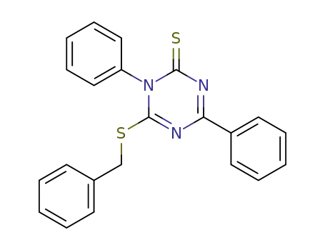 Molecular Structure of 39543-11-8 (1,3,5-Triazine-2(1H)-thione, 1,4-diphenyl-6-[(phenylmethyl)thio]-)