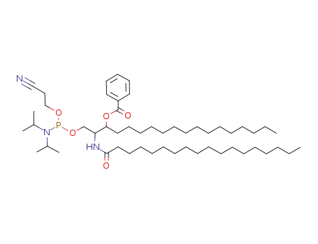 Benzoic acid 1-{2-[(2-cyano-ethoxy)-diisopropylamino-phosphanyloxy]-1-octadecanoylamino-ethyl}-hexadecyl ester