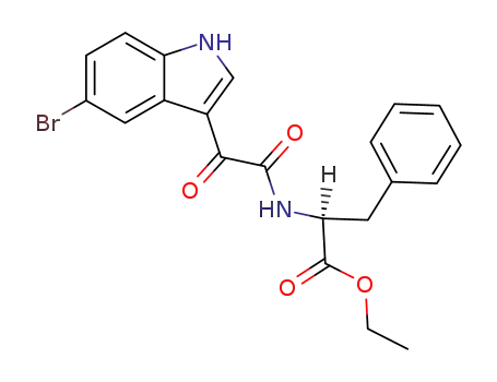 Molecular Structure of 94732-30-6 (L-Phenylalanine, N-[(5-bromo-1H-indol-3-yl)oxoacetyl]-, ethyl ester)