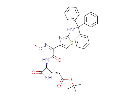 Molecular Structure of 142466-81-7 (trans-3-<2-(2-tritylaminothiazol-4-yl)-2-((Z)-methoxyimino)acetamido>-4-t-butyloxycarbonylmethyl-2-azetidinone)