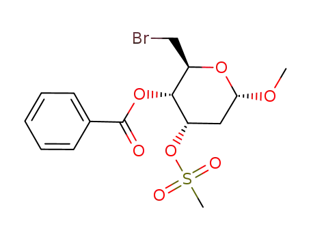 Benzoic acid (2S,3R,4S,6S)-2-bromomethyl-4-methanesulfonyloxy-6-methoxy-tetrahydro-pyran-3-yl ester