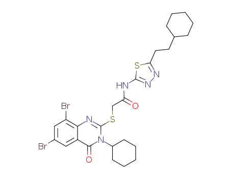 N-[5-(2-Cyclohexyl-ethyl)-[1,3,4]thiadiazol-2-yl]-2-(6,8-dibromo-3-cyclohexyl-4-oxo-3,4-dihydro-quinazolin-2-ylsulfanyl)-acetamide