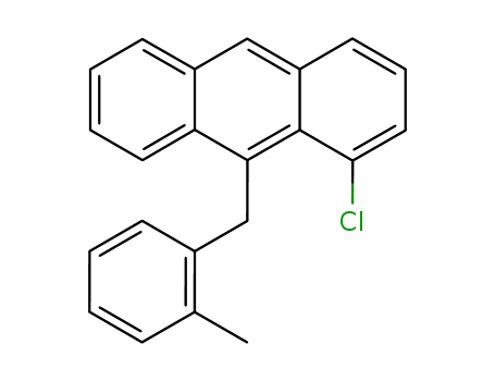 Molecular Structure of 77900-34-6 (Anthracene, 1-chloro-9-[(2-methylphenyl)methyl]-)