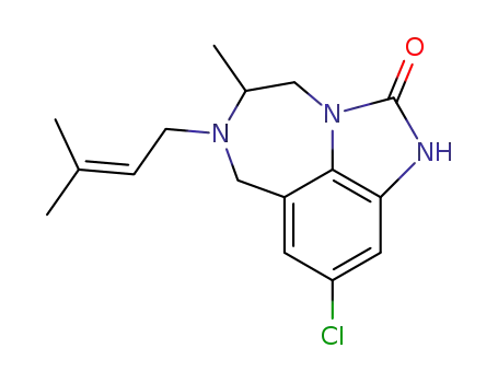 Molecular Structure of 257891-58-0 (9-chloro-5-methyl-6-(3-methylbut-2-en-1-yl)-4,5,6,7-tetrahydroimidazo[4,5,1-jk][1,4]benzodiazepin-2(1H)-one)