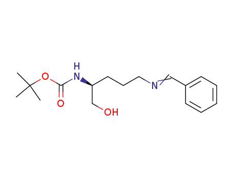 Molecular Structure of 105562-77-4 (Carbamic acid, [1-(hydroxymethyl)-4-[(phenylmethylene)amino]butyl]-,
1,1-dimethylethyl ester, (S)-)