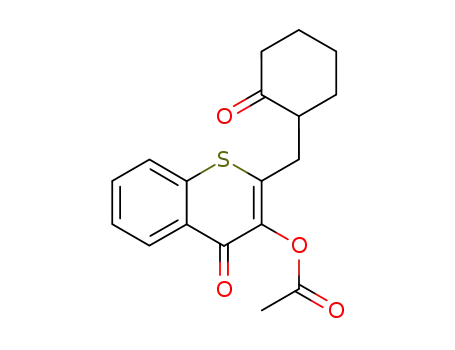 Molecular Structure of 88470-11-5 (4H-1-Benzothiopyran-4-one, 3-(acetyloxy)-2-[(2-oxocyclohexyl)methyl]-)
