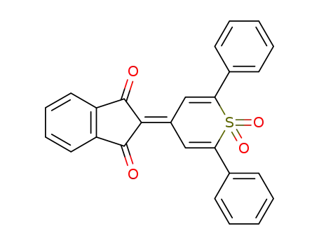 Molecular Structure of 97671-88-0 (2,6-diphenyl-4-(1,3-dioxoindan-2-ylidene)-4H-thiopyran 1,1-dioxide)