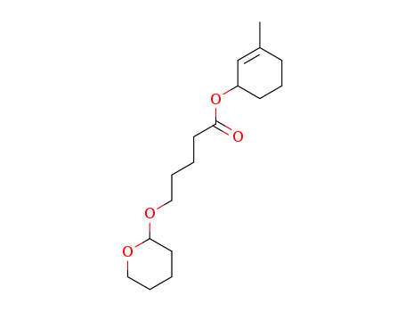Molecular Structure of 138100-25-1 (Pentanoic acid, 5-[(tetrahydro-2H-pyran-2-yl)oxy]-,
3-methyl-2-cyclohexen-1-yl ester)