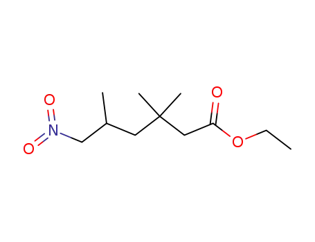 Molecular Structure of 90252-97-4 (Hexanoic acid, 3,3,5-trimethyl-6-nitro-, ethyl ester)