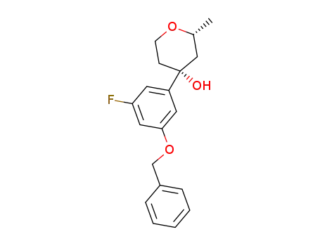 Molecular Structure of 146565-09-5 ((2R,4R)-4-(3-Benzyloxy-5-fluoro-phenyl)-2-methyl-tetrahydro-pyran-4-ol)