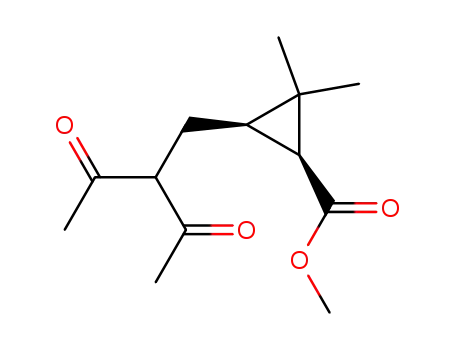 Molecular Structure of 52528-09-3 ((+)-(1S,3R)-2,2-dimethyl-3-(2-acetyl-3-oxobutyl)cyclopropanecarboxylic acid methyl ester)