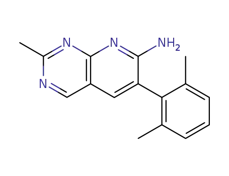 Molecular Structure of 76574-87-3 (6-(2,6-Dimethyl-phenyl)-2-methyl-pyrido[2,3-d]pyrimidin-7-ylamine)
