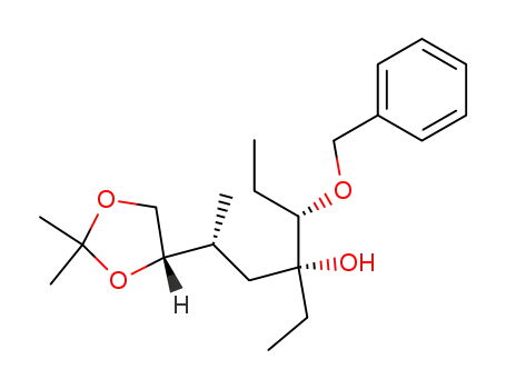 Molecular Structure of 144534-88-3 ((2R,4R,5S)-5-Benzyloxy-2-((S)-2,2-dimethyl-[1,3]dioxolan-4-yl)-4-ethyl-heptan-4-ol)