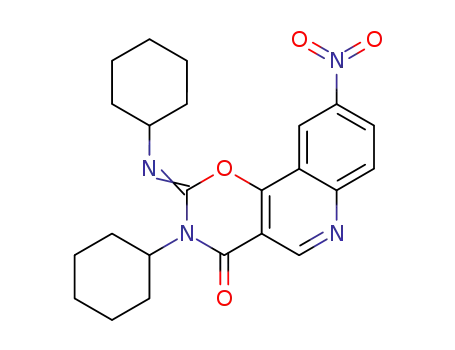Molecular Structure of 40771-49-1 (3-cyclohexyl-2-cyclohexylimino-9-nitro-2,3-dihydro-[1,3]oxazino[5,6-<i>c</i>]quinolin-4-one)
