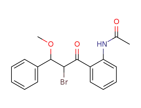Molecular Structure of 124856-96-8 (Acetamide, N-[2-(2-bromo-3-methoxy-1-oxo-3-phenylpropyl)phenyl]-)