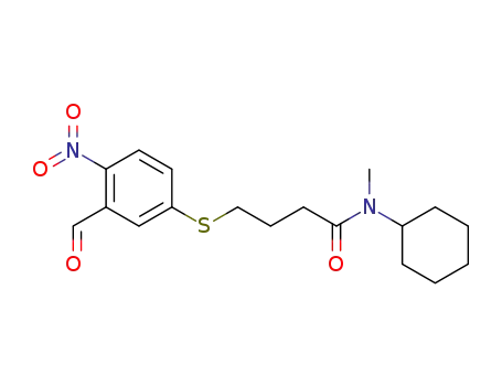 Molecular Structure of 105728-39-0 (Butanamide, N-cyclohexyl-4-[(3-formyl-4-nitrophenyl)thio]-N-methyl-)