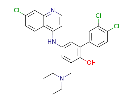 Molecular Structure of 79287-01-7 (3',4'-Dichloro-5-(7-chloro-quinolin-4-ylamino)-3-diethylaminomethyl-biphenyl-2-ol)