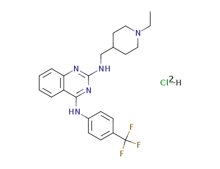 Molecular Structure of 76005-22-6 (N<sup>2</sup>-(1-Ethyl-piperidin-4-ylmethyl)-N<sup>4</sup>-(4-trifluoromethyl-phenyl)-quinazoline-2,4-diamine; hydrochloride)