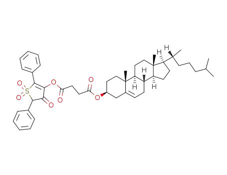 Molecular Structure of 127619-26-5 (Succinic acid (3S,8S,9S,10R,13R,14S,17R)-17-((R)-1,5-dimethyl-hexyl)-10,13-dimethyl-2,3,4,7,8,9,10,11,12,13,14,15,16,17-tetradecahydro-1H-cyclopenta[a]phenanthren-3-yl ester 1,1,4-trioxo-2,5-diphenyl-4,5-dihydro-1H-1λ<sup>6</sup>-thiophen-3-yl ester)
