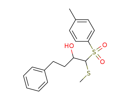 Molecular Structure of 107536-00-5 (1-Methylsulfanyl-4-phenyl-1-(toluene-4-sulfonyl)-butan-2-ol)