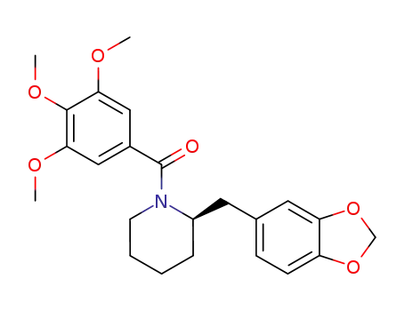 Molecular Structure of 135241-36-0 (((R)-2-Benzo[1,3]dioxol-5-ylmethyl-piperidin-1-yl)-(3,4,5-trimethoxy-phenyl)-methanone)