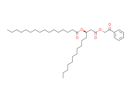 Molecular Structure of 339316-64-2 (Hexadecanoic acid (R)-1-(2-oxo-2-phenyl-ethoxycarbonylmethyl)-dodecyl ester)