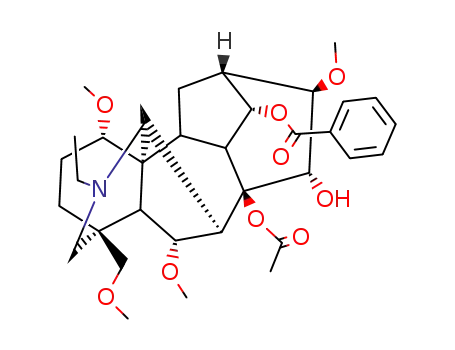 Molecular Structure of 81362-34-7 (Aconitane-8,14,15-triol,20-ethyl-1,6,16-trimethoxy-4-(methoxymethyl)-, 8-acetate 14-benzoate, (1a,6a,14a,15a,16b)-)