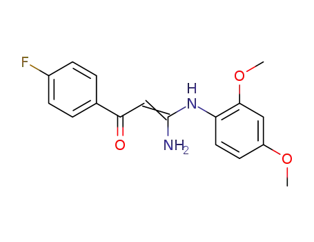 Molecular Structure of 870678-21-0 ((E)-3-Amino-3-(2,4-dimethoxy-phenylamino)-1-(4-fluoro-phenyl)-propenone)