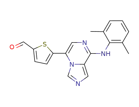 Molecular Structure of 849200-83-5 (2-Thiophenecarboxaldehyde,
5-[8-[(2,6-dimethylphenyl)amino]imidazo[1,5-a]pyrazin-5-yl]-)
