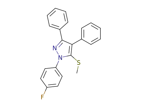 Molecular Structure of 871110-09-7 (1-(4-FLUOROPHENYL)-3,4-DIPHENYL-5-METHYLTHIO-1H-PYRAZOLE)