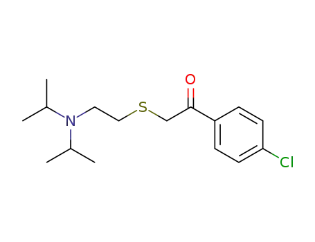Molecular Structure of 102976-78-3 (2-<<2-(N,N-diisopropylamino)ethyl>thio>-4'-chloroacetophenone)