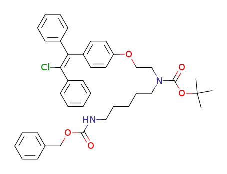 Molecular Structure of 95764-44-6 ((E)-1-<4-<<3-aza-8-(benzyloxycarboxamido)-3-(tert-butyloxycarbonyl)octamethylene>oxy>phenyl>-2-chloro-1,2-diphenylethylene)