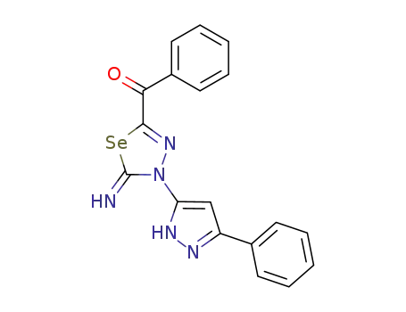 Molecular Structure of 112565-02-3 (Methanone,
[4,5-dihydro-5-imino-4-(5-phenyl-1H-pyrazol-3-yl)-1,3,4-selenadiazol-2-
yl]phenyl-)