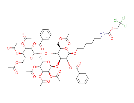 6-N-(2,2,2-trichloroethoxycarbonyl)aminohexyl 3,4,6-tri-O-acetyl-2-O-benzoyl-β-D-mannopyranosyl-(1->4)-[2,3,4-tri-O-acetyl-α-L-fucopyranosyl-(1->3)]-2-O-benzoyl-6-O-acetyl-β-D-glucopyranoside