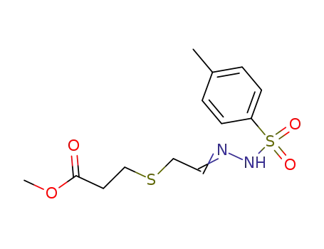 Molecular Structure of 91578-83-5 (Propanoic acid, 3-[[2-[[(4-methylphenyl)sulfonyl]hydrazono]ethyl]thio]-,
methyl ester)