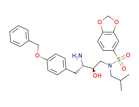 Molecular Structure of 313681-20-8 (N-{(2R,3S)-3-Amino-4-[4-(benzyloxy)phenyl]-2-hydroxybutyl}-N-isobutyl-1,3-benzodioxole-5-sulfonamide)
