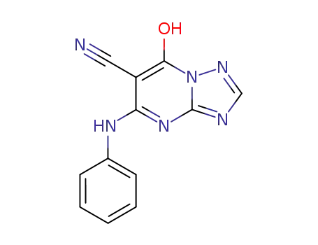 Molecular Structure of 98190-34-2 ([1,2,4]Triazolo[1,5-a]pyrimidine-6-carbonitrile,
7-hydroxy-5-(phenylamino)-)