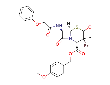 p-Methoxybenzyl 2α-methoxy-3α-bromo-3β-methyl-7-(phenoxyacetamido)cepham-4-carboxylate