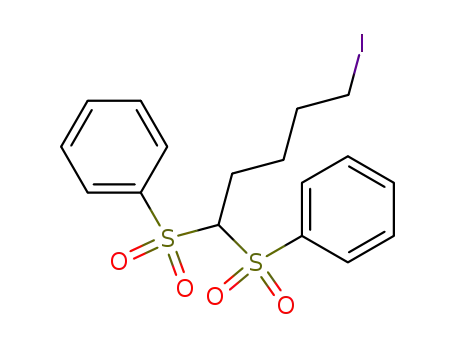 Molecular Structure of 89593-88-4 (Benzene, 1,1'-[(5-iodopentylidene)bis(sulfonyl)]bis-)