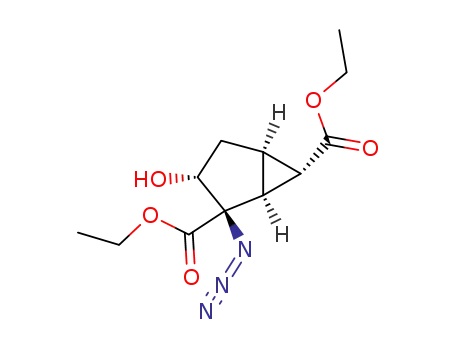 Molecular Structure of 820260-64-8 (Bicyclo[3.1.0]hexane-2,6-dicarboxylic acid, 2-azido-3-hydroxy-, diethyl
ester, (1S,2R,3R,5R,6S)-)