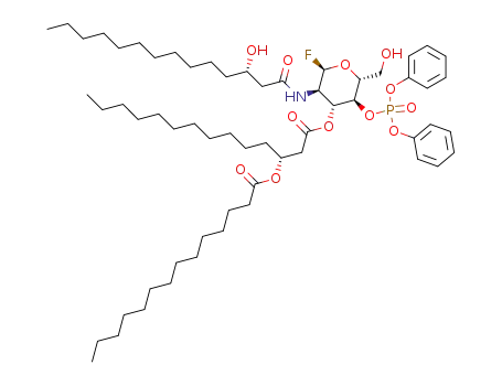 Molecular Structure of 138527-66-9 (2-deoxy-2-<(3S)-3-hydroxytetradecanamido>-3-O-<(3R)-3-(tetradecanoyloxy)tetradecanoyl>-α-D-glucopyranosyl fluoride 4-(diphenyl phosphate))