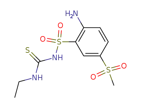 Molecular Structure of 852675-19-5 (N-(2-amino-5-methylsulfonylbenzenesulfonyl)-N'-ethylthiourea)