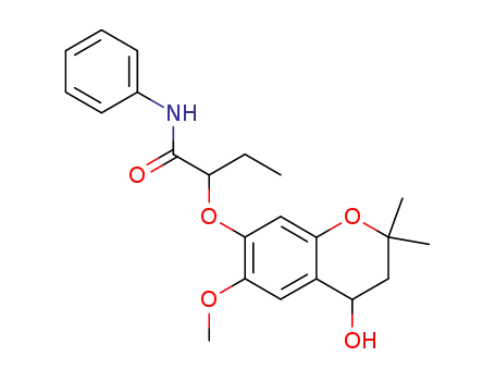 Molecular Structure of 131859-66-0 (2-(4-Hydroxy-6-methoxy-2,2-dimethyl-chroman-7-yloxy)-N-phenyl-butyramide)